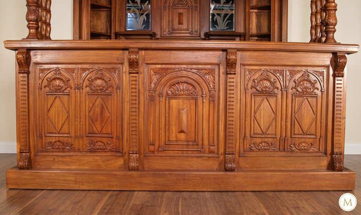 8.5ft Victorian Canopy Pub Bar w/ Stained Glass Doors