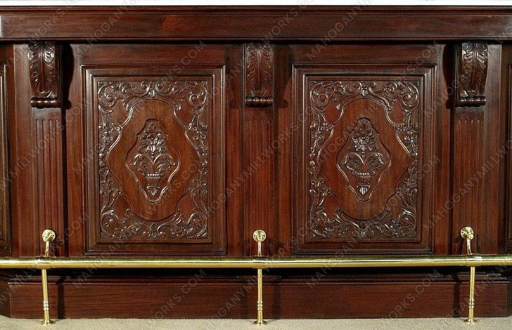 The Windsor 9ft Carved Stained Glass Canopy Pub Bar w /Marble