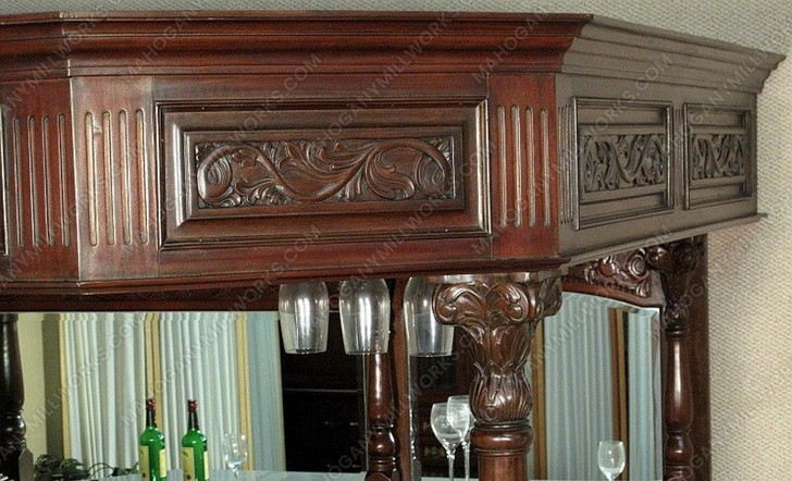 The Windsor 9ft Carved Mahogany Stained Glass Canopy Pub Bar w /Marble