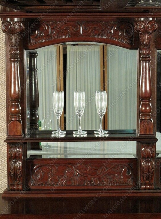 The Windsor 9ft Carved Stained Glass Canopy Pub Bar w /Marble