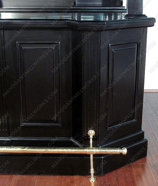 6.5ft Black English Canopy Home Pub Bar w/ Mirrored Back