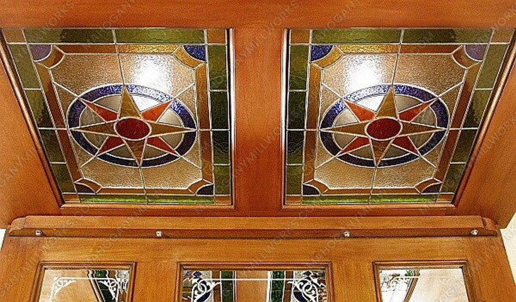5.5ft Lion Carved Mahogany Canopy Pub Bar w/ Stained Glass