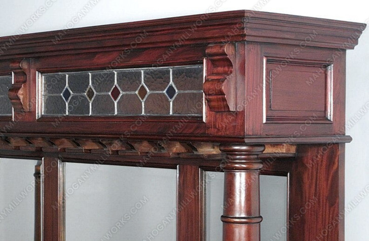 8.5ft Cherry Mirror back Home Pub Bar w/ Stained Glass