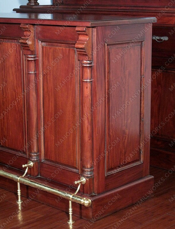 8.5ft Cherry Mirror back Home Pub Bar w/ Stained Glass