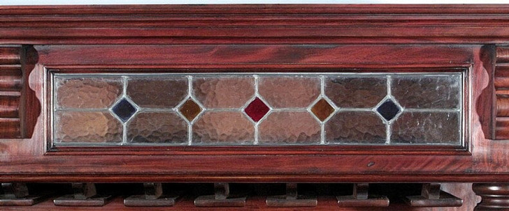 8.5ft Cherry Home Pub Bar w/ Stained Glass