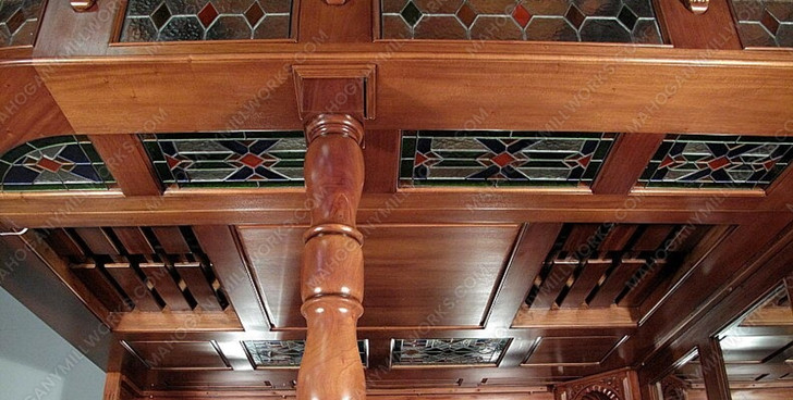 9.5ft Mahogany Stained Glass Corner Pub Bar