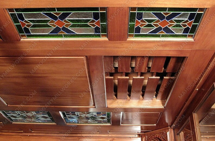 Light Mahogany Stained Glass Corner Pub Bar