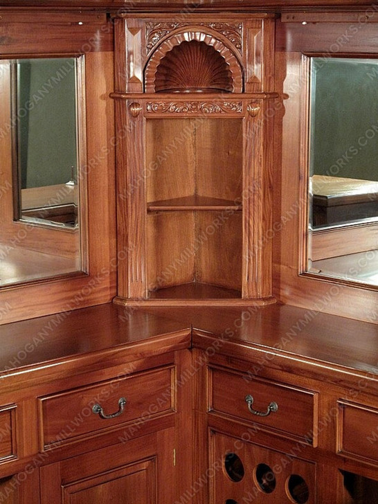9.5ft Mahogany Stained Glass Corner Pub Bar