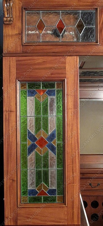 Light Mahogany Stained Glass Corner Pub Bar