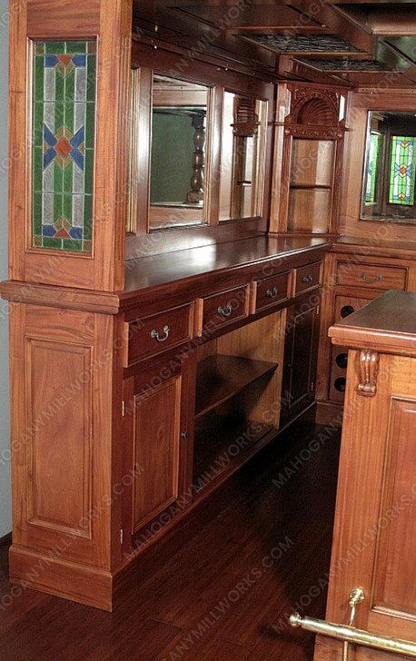 Light Mahogany Stained Glass Corner Pub Bar