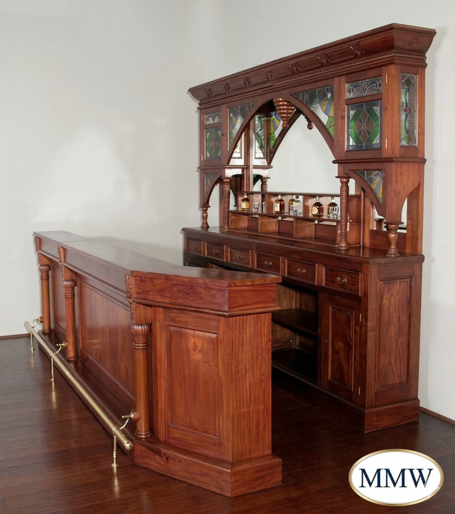 12.5ft Mahogany Pecan Victorian Pub Bar