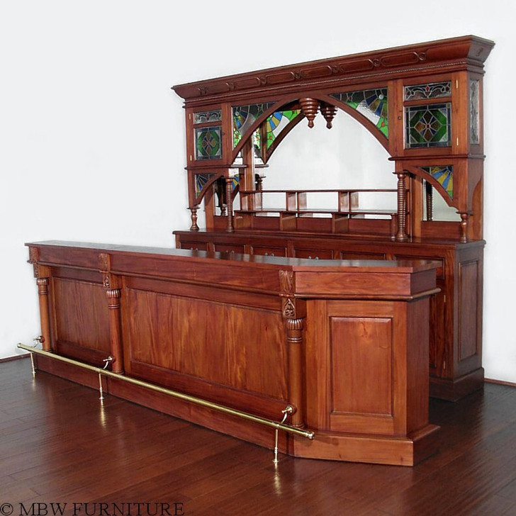 12.5ft Mahogany Pecan Victorian Pub Bar