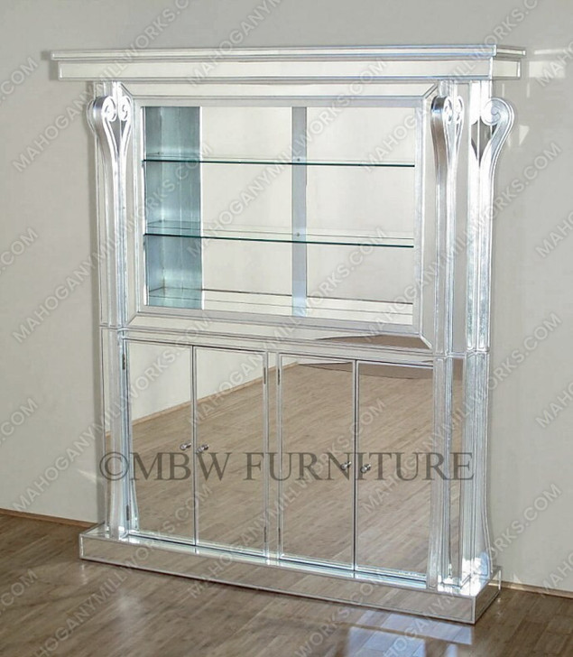 6ft Mirrored Glass Pub Bar Set