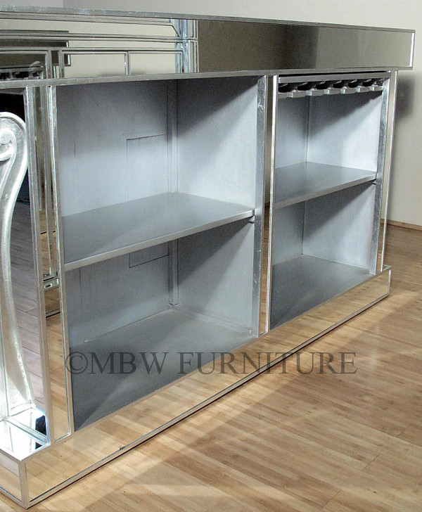 6ft Mirrored Glass Home Bar