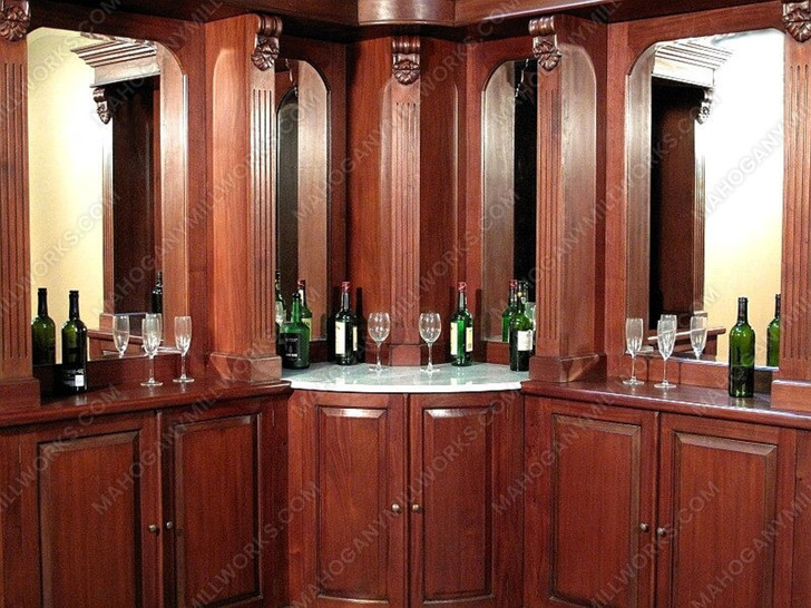 10ft Mahogany Distressed L- Shape Corner Pub Bar