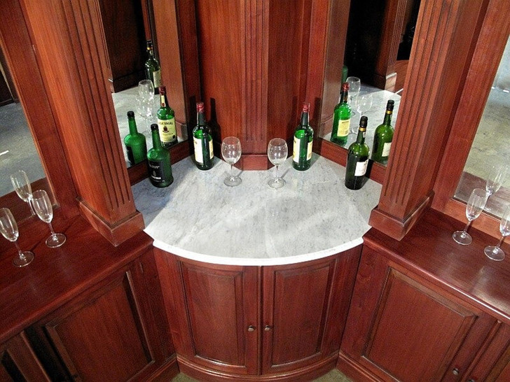 10ft Mahogany Distressed L- Shape Corner Pub Bar