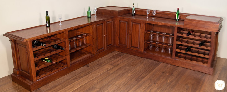 10ft Mahogany Distressed L- Shape Corner Pub Bar