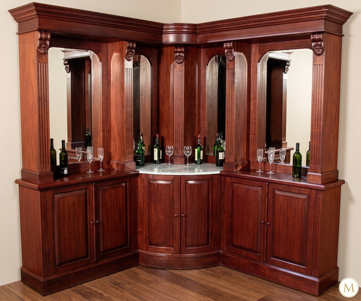 10ft Mahogany Distressed L- Shape Corner Pub Bar