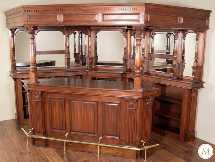 12.5ft Mahogany Distressed Corner Canopy Pub Bar