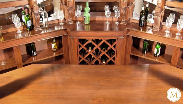 12.5ft Mahogany Distressed Corner Canopy Pub Bar