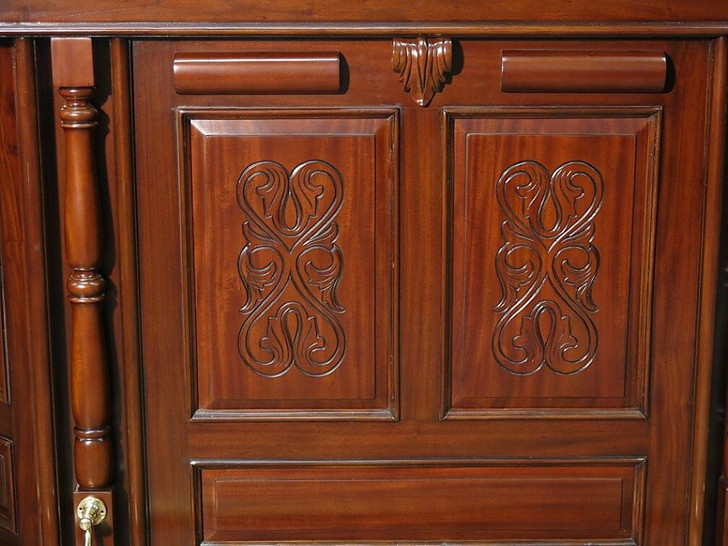 Mahogany Canopy Corner Tavern Pub Bar w/ Leaded Stained Glass