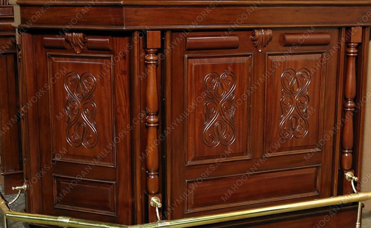 Mahogany Canopy Corner Tavern Pub Bar w/ Leaded Stained Glass