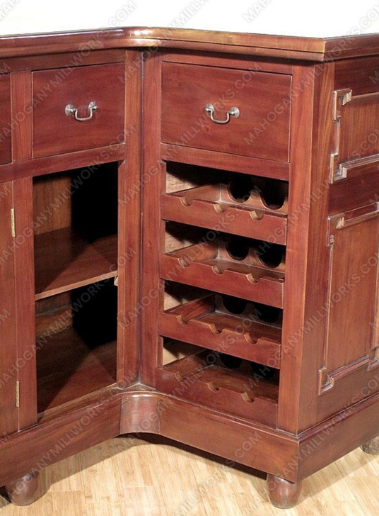 6ft Solid Mahogany Carved Corner Home Pub Bar