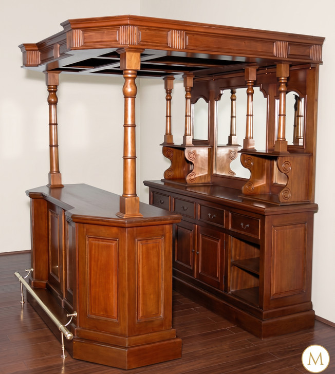 6.5ft Light Mahogany English Canopy Pub Bar
