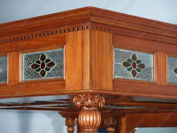 6.5ft Mahogany Canopy Pub Bar with Stained Glass