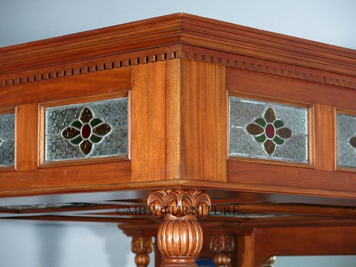 6.5ft Mahogany Canopy Pub Bar with Stained Glass