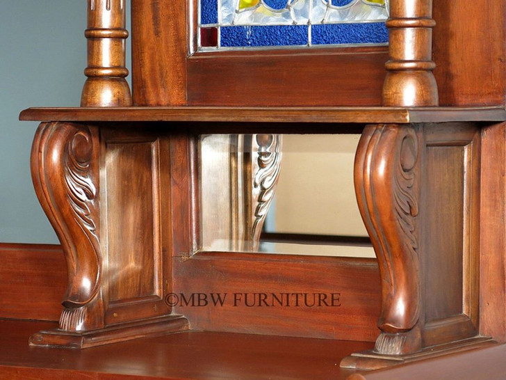 6.5ft Mahogany Canopy Pub Bar with Stained Glass