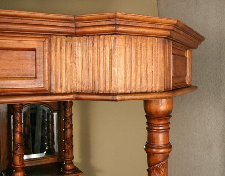 6.5ft Light Finish Hand Carved Canopy Wine & Pub Bar