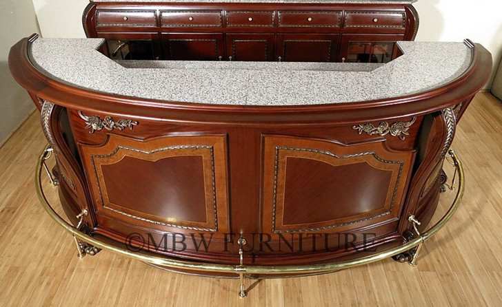 9.5ft Inlaid Curved Front Pub Bar