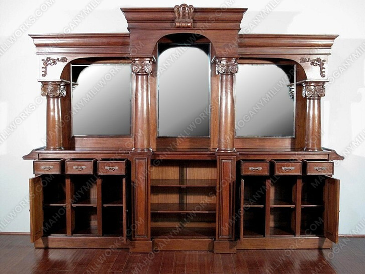 12ft Mahogany L- Shape  Pub Bar w/ Marble Top