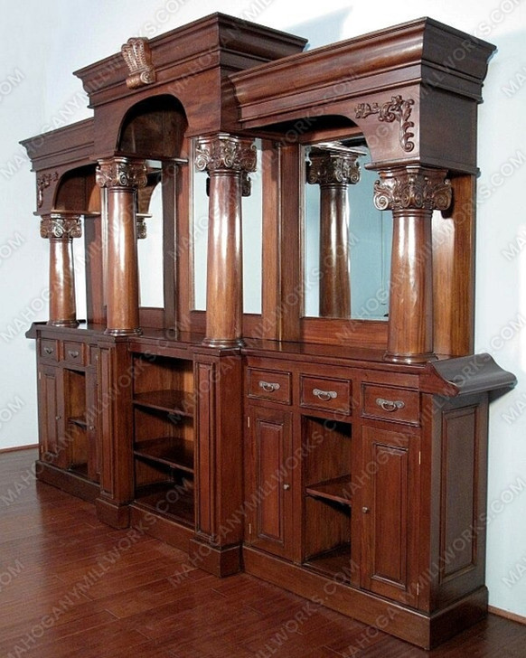 12ft Mahogany L- Shape  Pub Bar w/ Marble Top