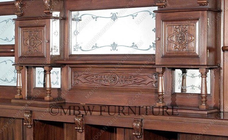 14ft Gothic Walnut Stained Glass Canopy Pub Bar