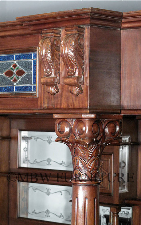 14ft Gothic Mahogany Stained Glass Canopy Pub Bar