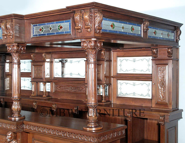 14ft Gothic Mahogany Stained Glass Canopy Pub Bar