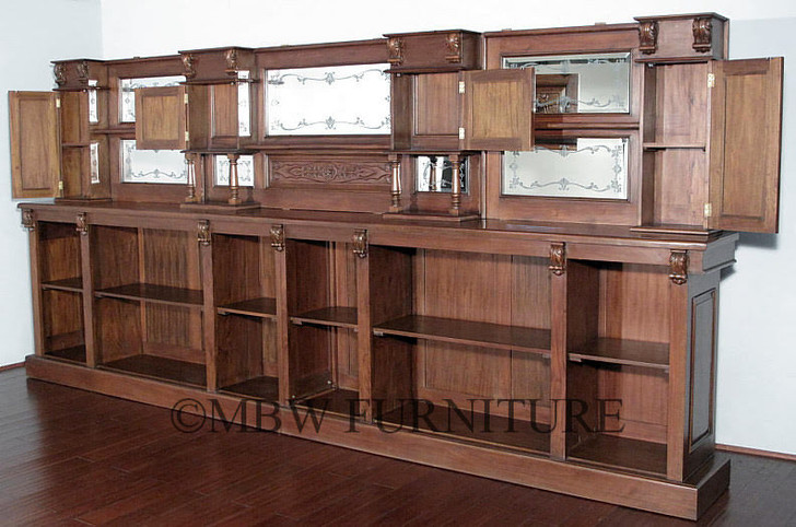 14ft Gothic Mahogany Stained Glass Canopy Pub Bar