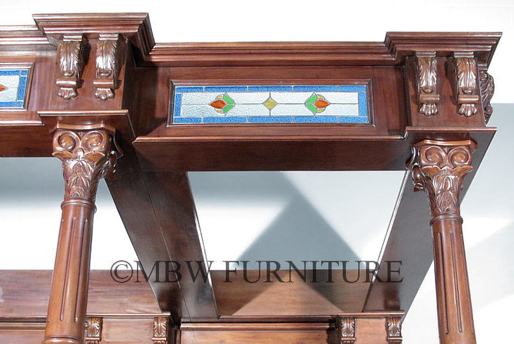 14ft Gothic Mahogany Stained Glass Canopy Pub Bar