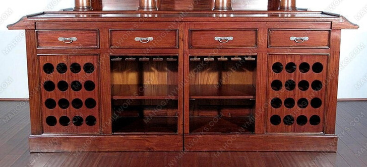 9ft Mahogany Del Monte Pub Tavern Bar w/ Mirrors & Brass Rail