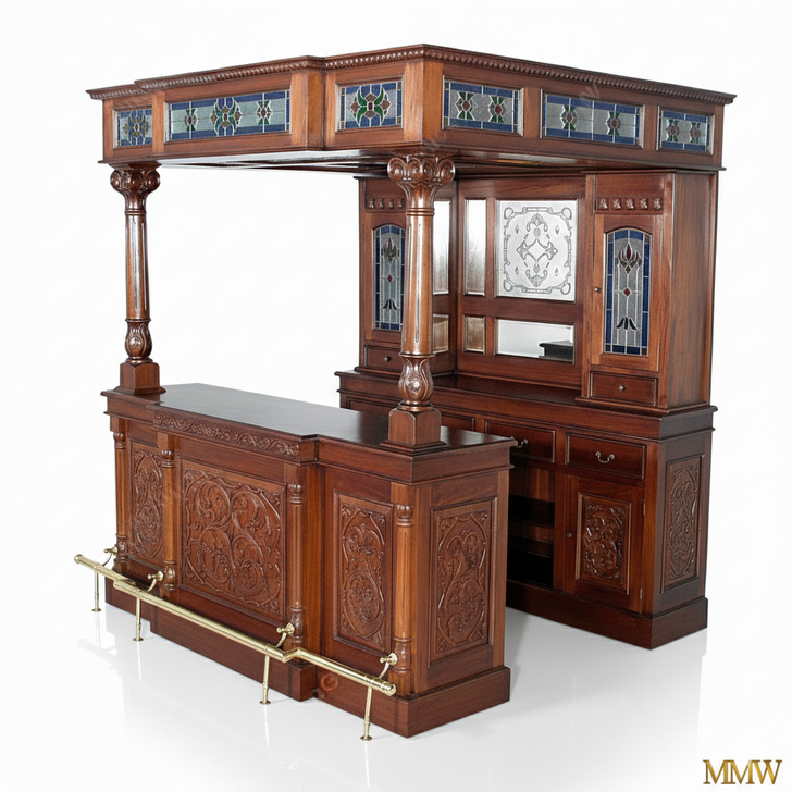 7ft Mahogany Carved Canopy Home Pub Bar
