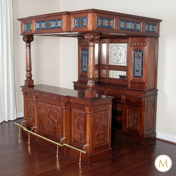 7ft Mahogany Carved Canopy Home Pub Bar