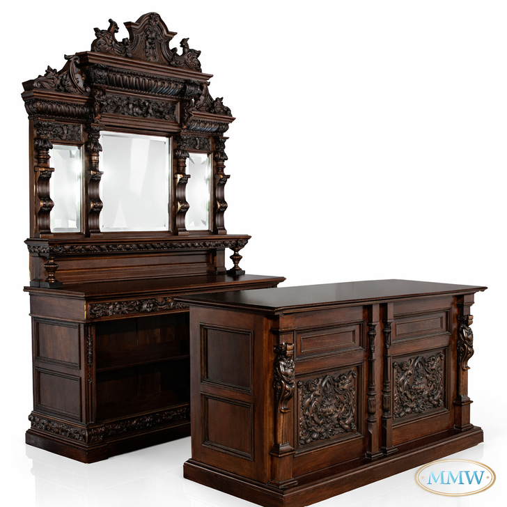 5ft Victorian Carved Pub Bar