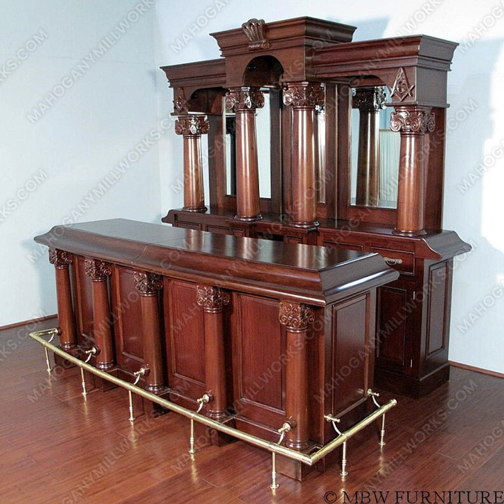 9ft Solid Mahogany Traditional English Pub Tavern Bar