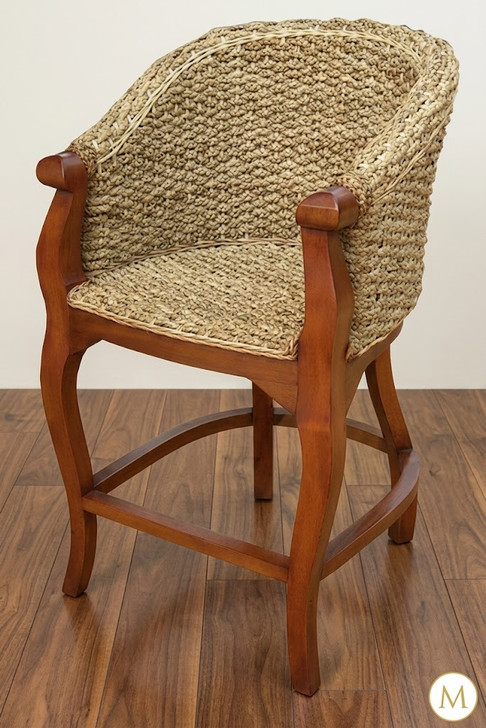 Woven rattan barstool with arms pair (2)