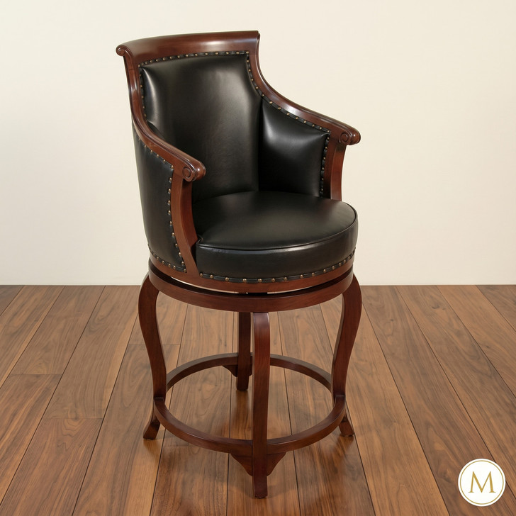 Genuine Leather Swivel Pub Barstools (2)