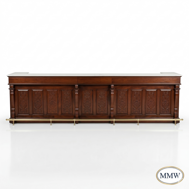 14ft Dark Mahogany Edwardian Club Bar Front