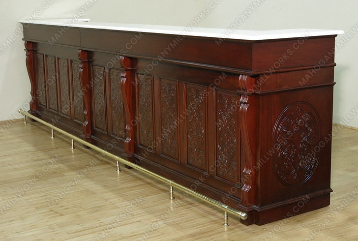 14ft Edwardian Mahogany Club Bar  w/ 5 Barstools