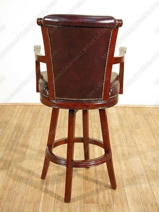14ft Red Mahogany Edwardian Club Bar  w/ 5 Leather Barstools